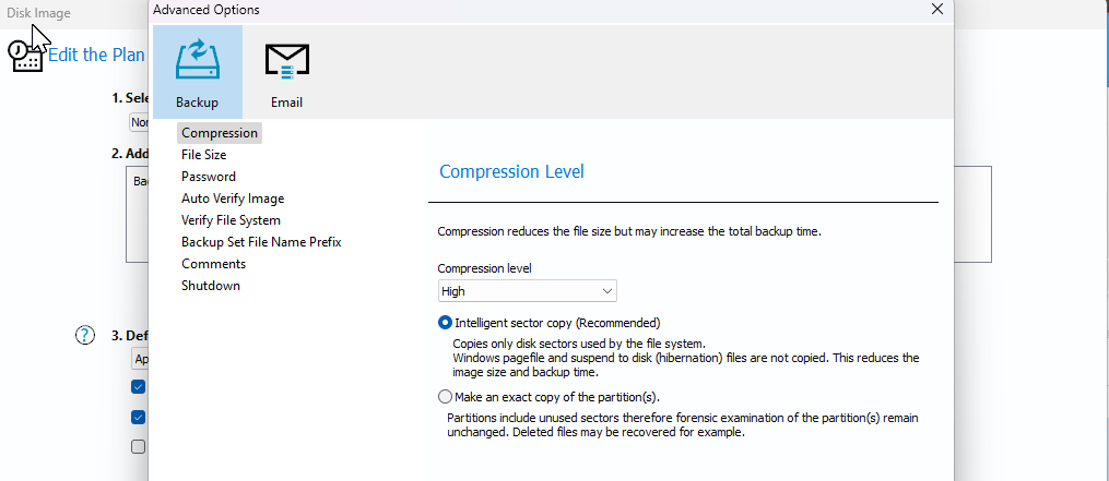 Advanced options screen in Macrium Reflect on Windows 11-1