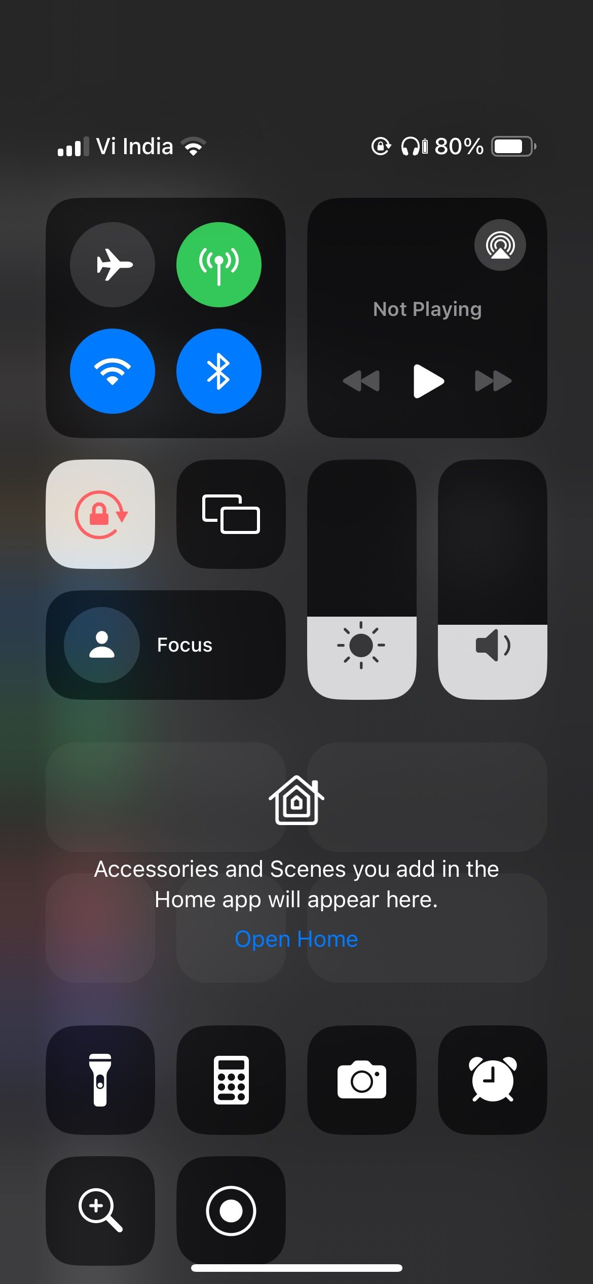 iPhone Control Center Screen