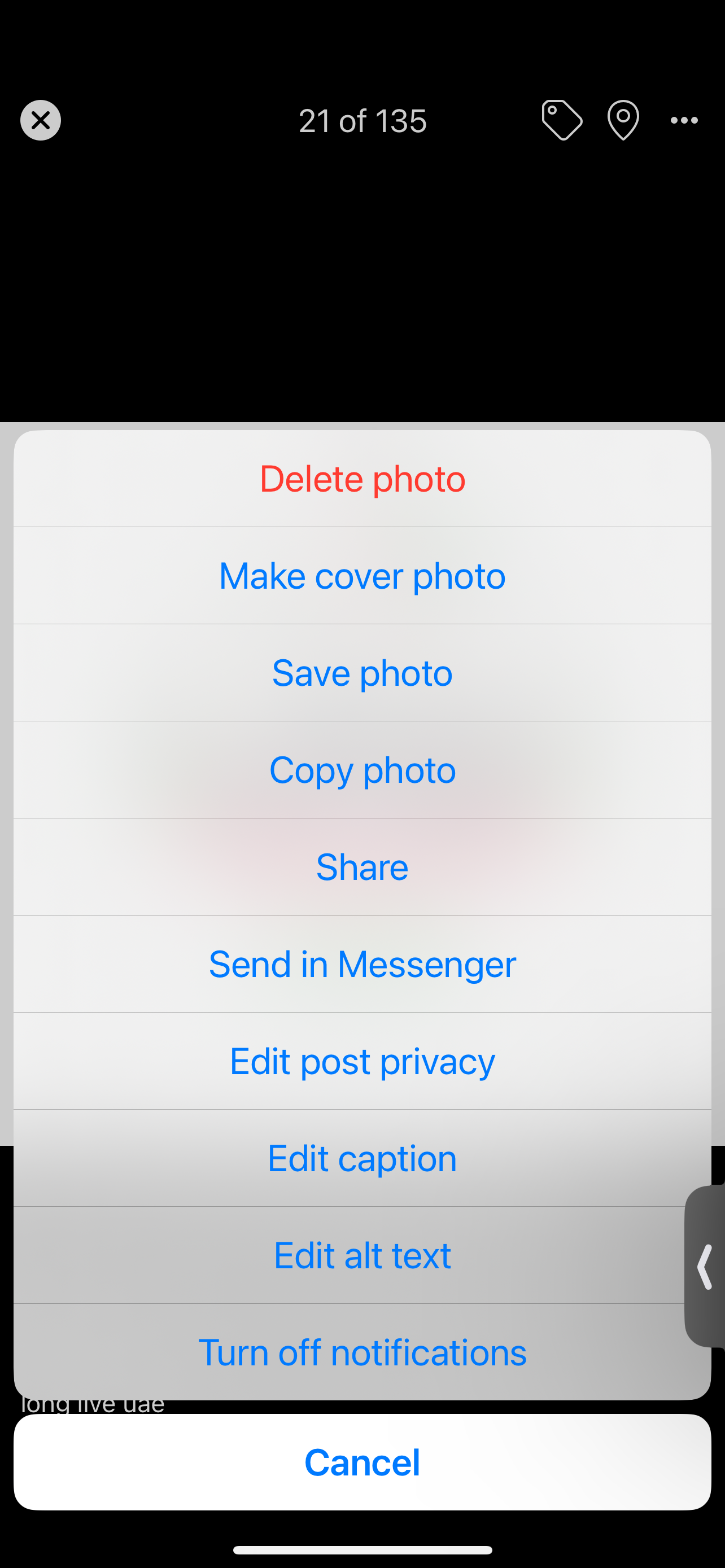 saving a Facebook photo to camera roll